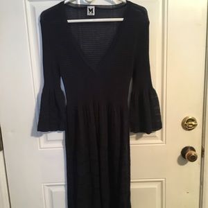 missoni navy blue bell sleeve knit dress